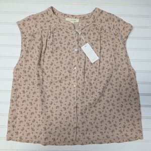 Grade & Gather Blush Floral Button-Up Blouse